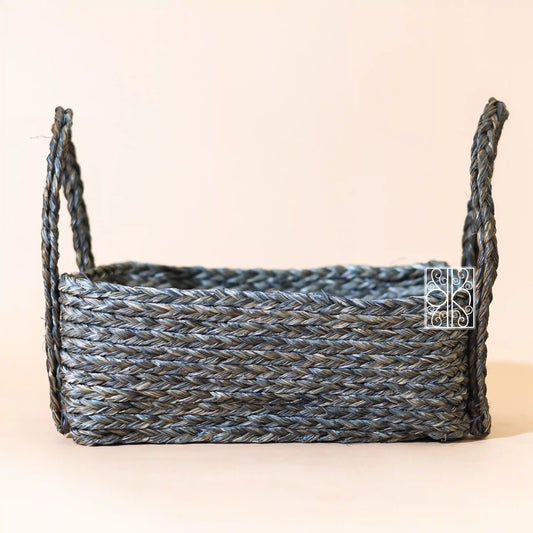 Gray Seagrass Towel Basket