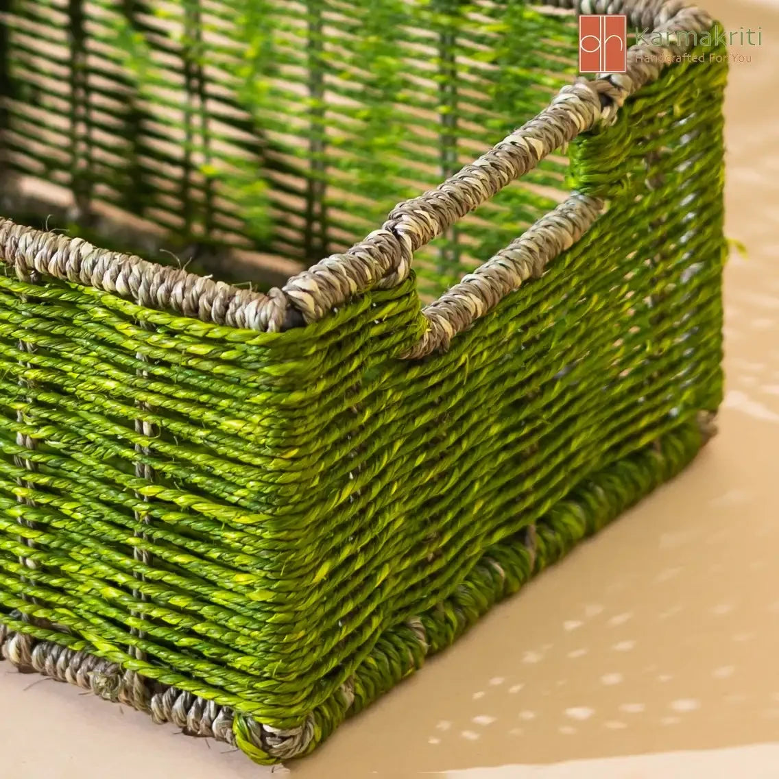 Wicker storage basket - Wicker Wardrobe Organizer - Green