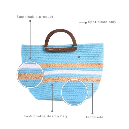 Beach Bag | Jute Beach Bag | Designer Blue