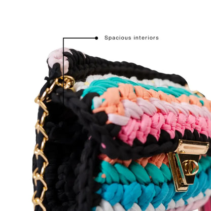 Pink Crochet Cotton Sling Bag