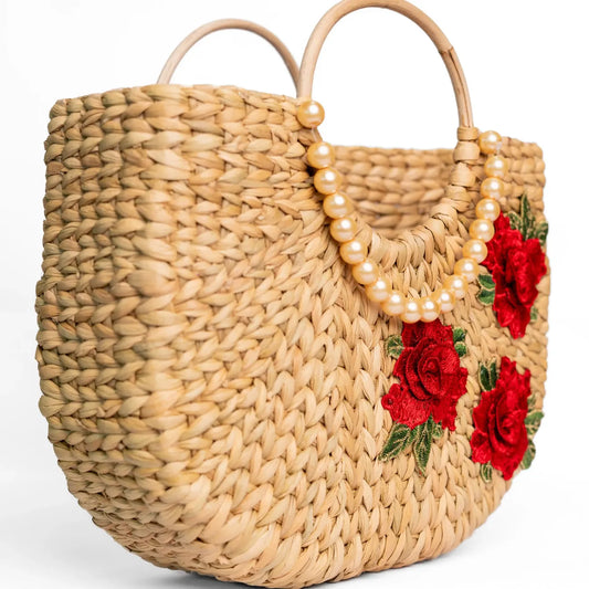 Seagrass Basket | Seagrass Tote Bag | Rose Ornament