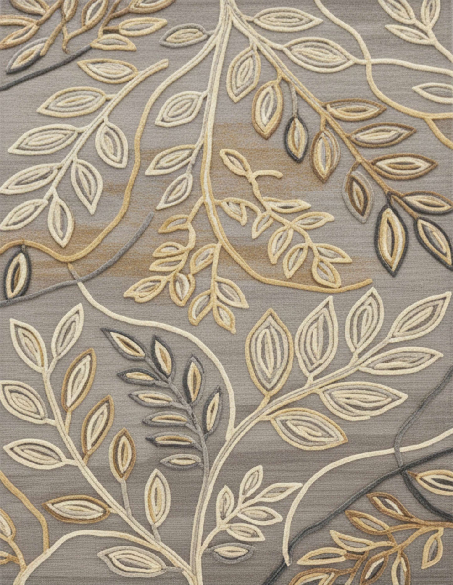 Golden Leaf Symphony Handtufted Woollen Rug
