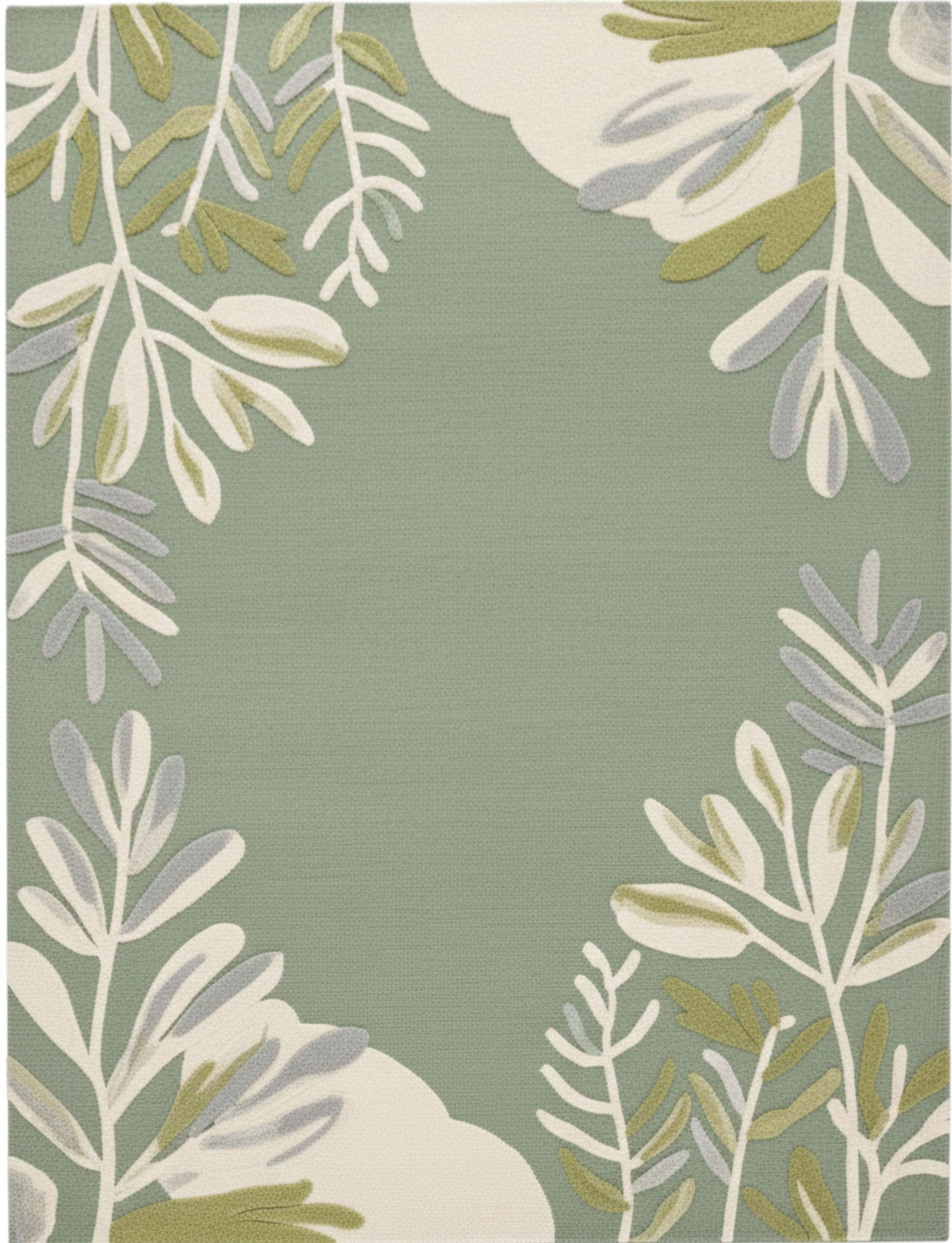 Handtufted Woollen Rug | Sage Botanical Bliss