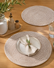 Handwoven Cotton & Jute Round Place Mat | Ivory White Spiral Table Mat | Boho Scandi Dining Décor | Set of 2