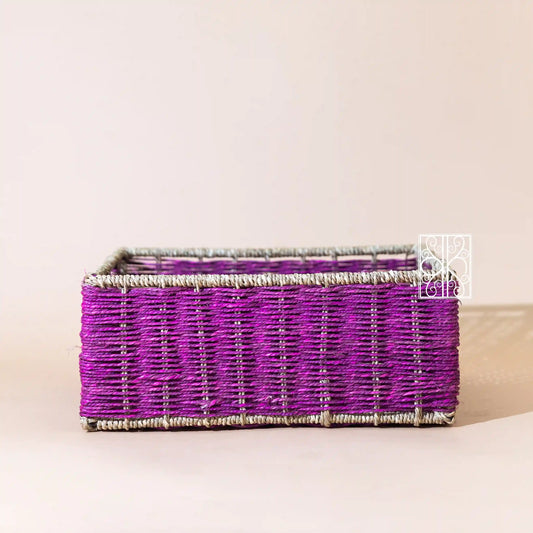 Wicker storage basket | Wicker Wardrobe Organizer - Purple