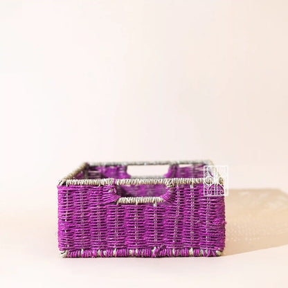 Wicker storage basket | Wicker Wardrobe Organizer - Purple