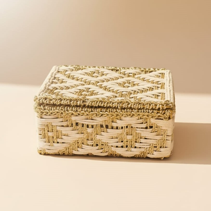 Golden Treasure box | Jute over Metal Frame
