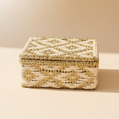 Golden Treasure box | Jute over Metal Frame