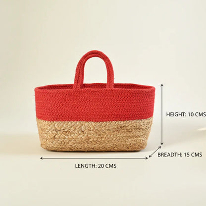 Handcrafted Jute gift Basket Red