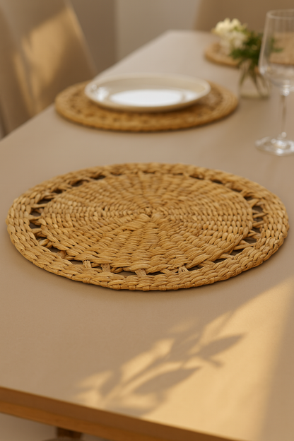 Karmakriti Handwoven Kauna Grass Table Mat – 100% Natural, Eco-Friendly, Sustainable Dining Placemat