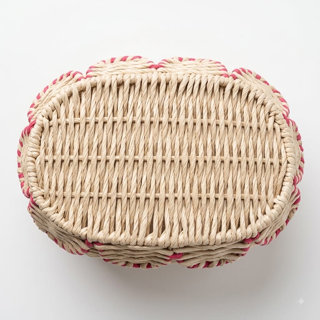 Woven Wicker Storage Baskets with Lid – Set of 2 Scalloped Trim Baskets