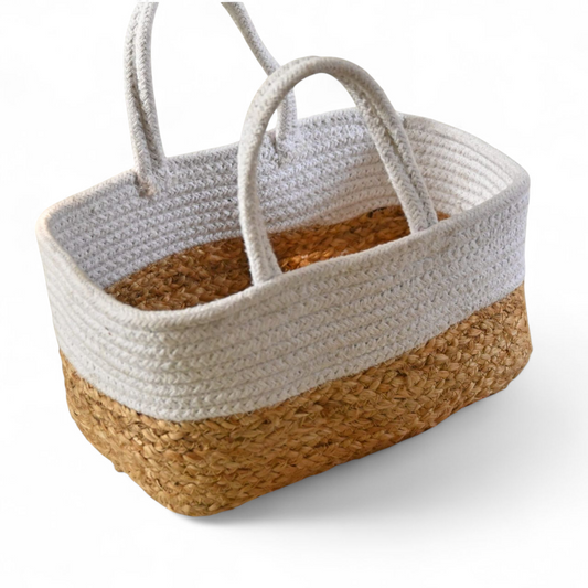 Handcrafted Jute gift Basket White