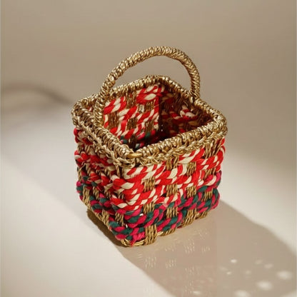 Luxé Multicolor Handwoven Metal Home Storage Basket|Organiser