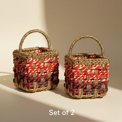 Luxé Multicolor Handwoven Metal Home Storage Basket|Organiser