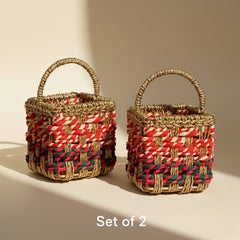 Luxé Multicolor Handwoven Metal Home Storage Basket|Organiser