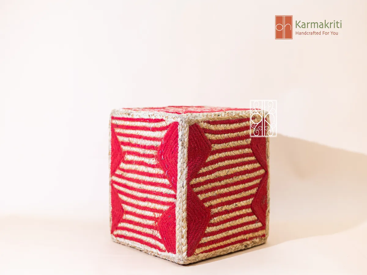 Handmade Jute and Cotton Pouf