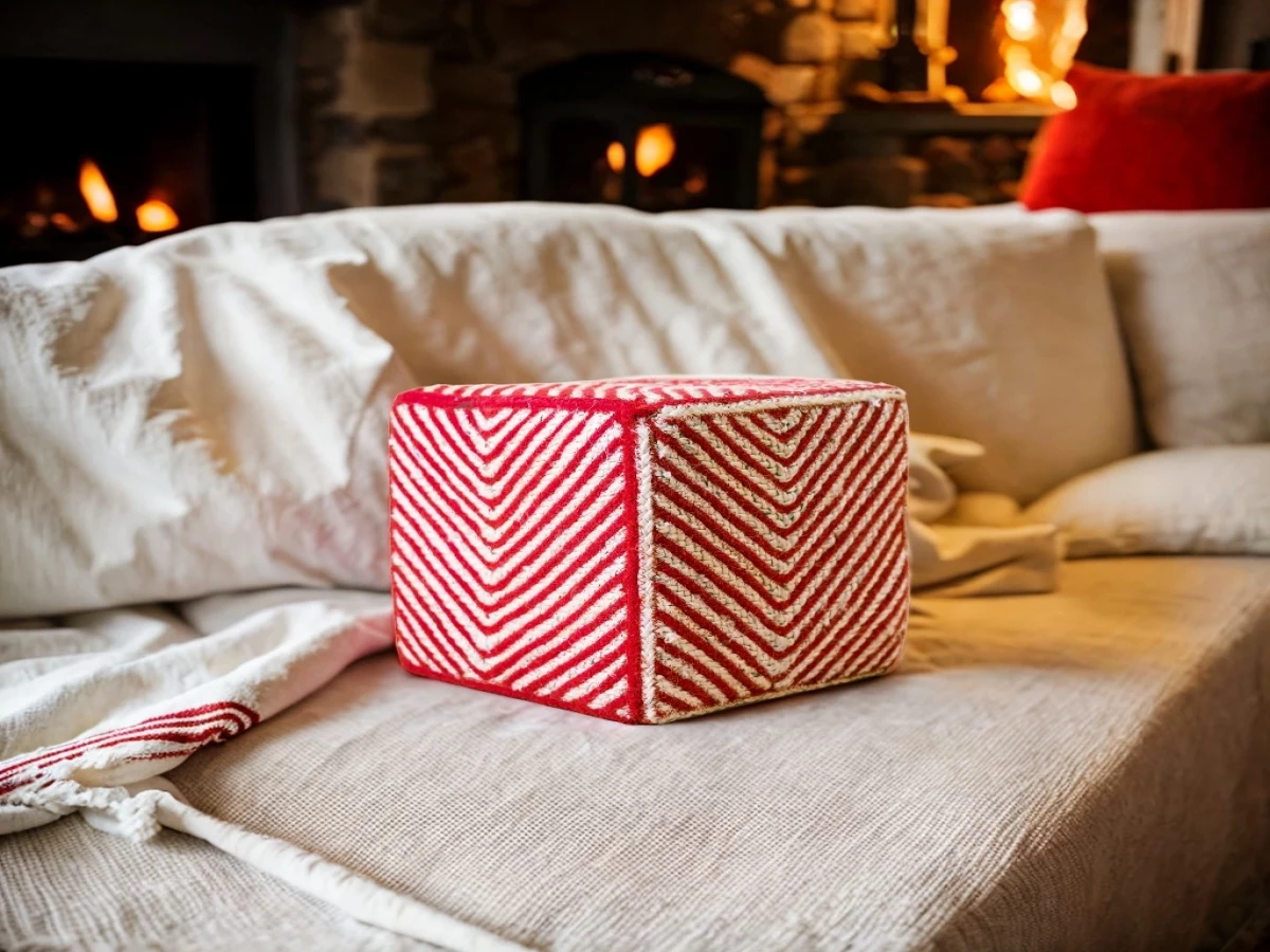 Jute and Cotton Pouf