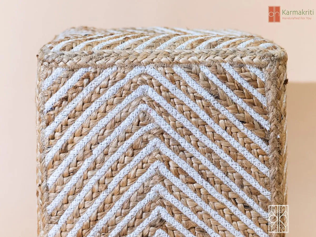 Square Jute Pouf