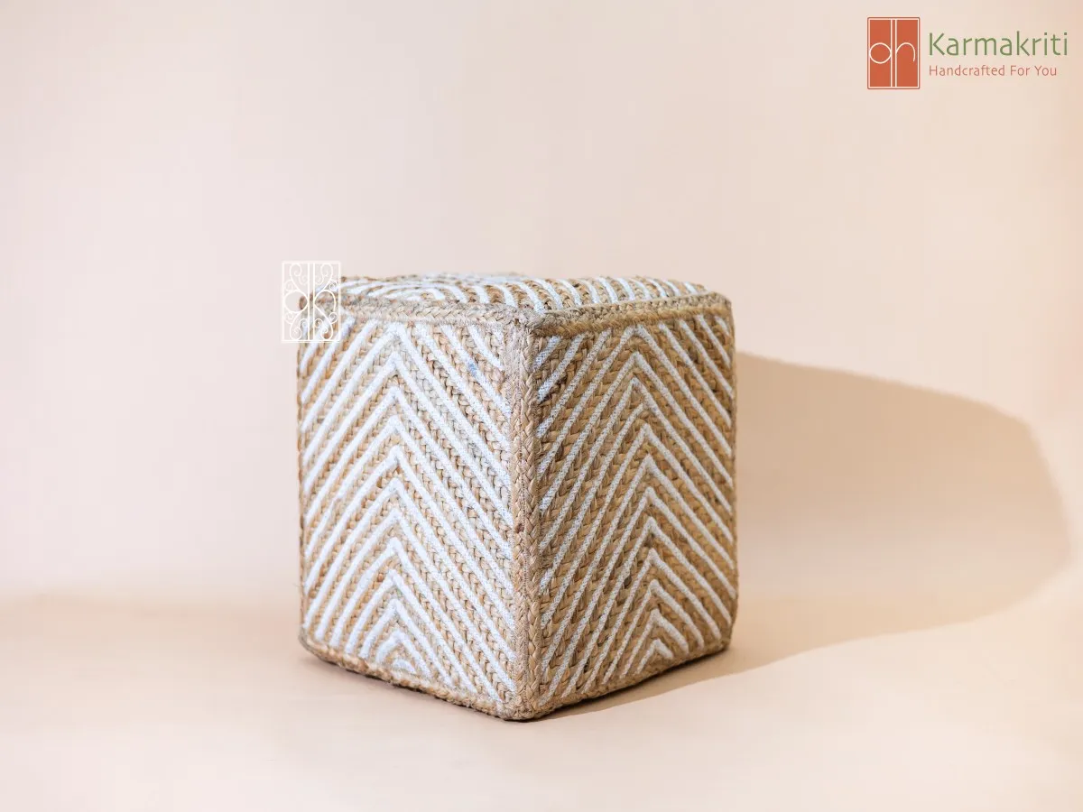 Square Jute Pouf