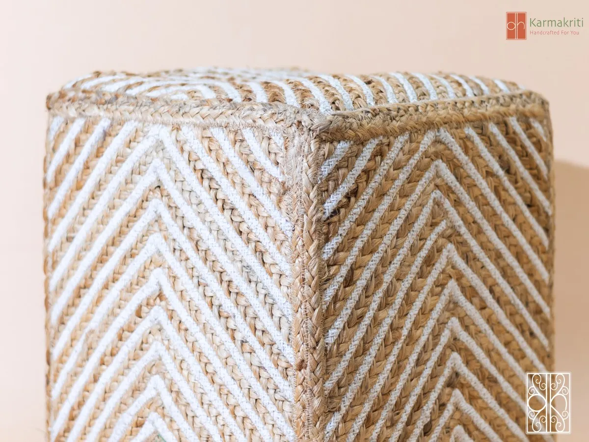 Square Jute Pouf