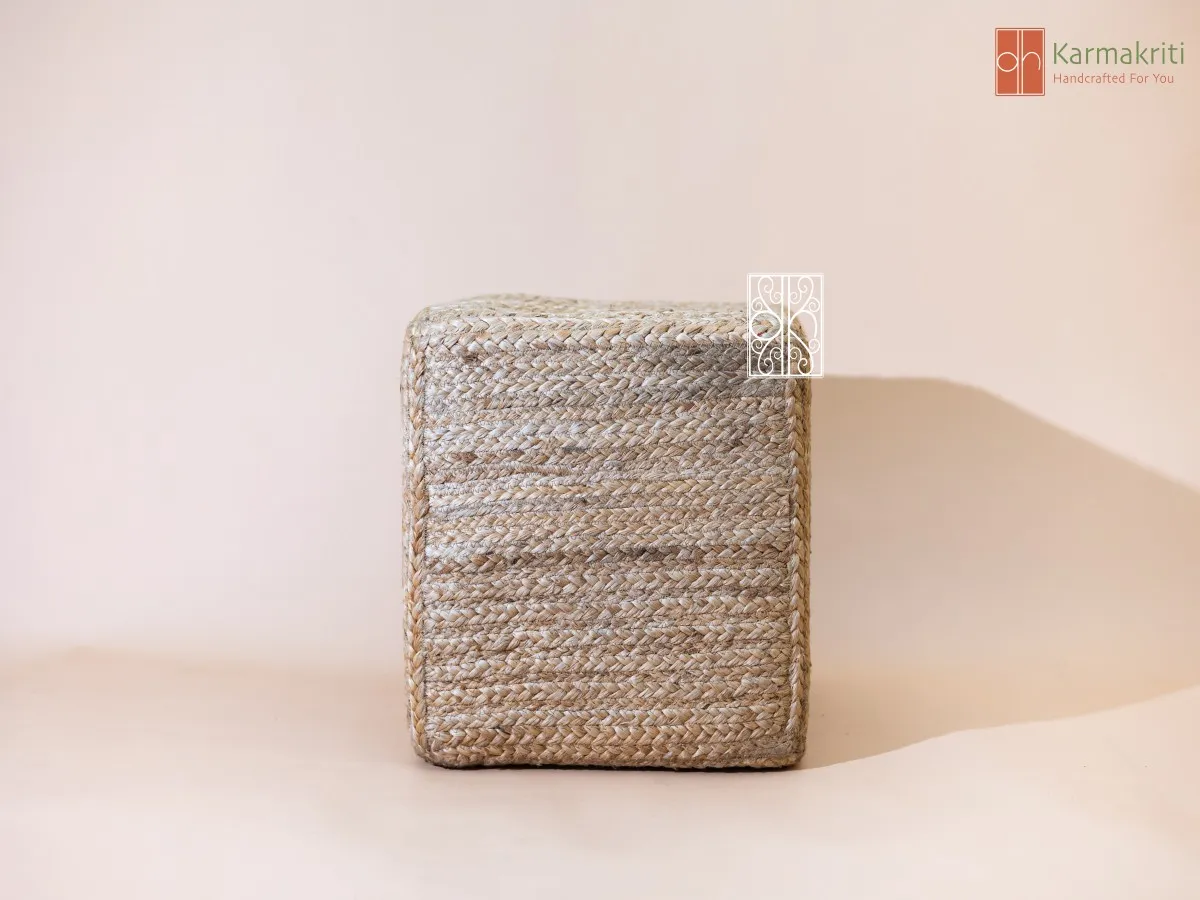 Hue Square Jute Pouf