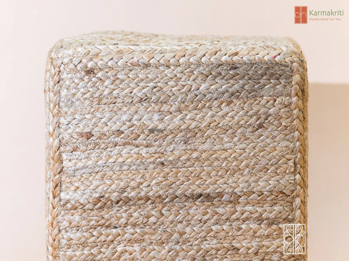 Hue Square Jute Pouf