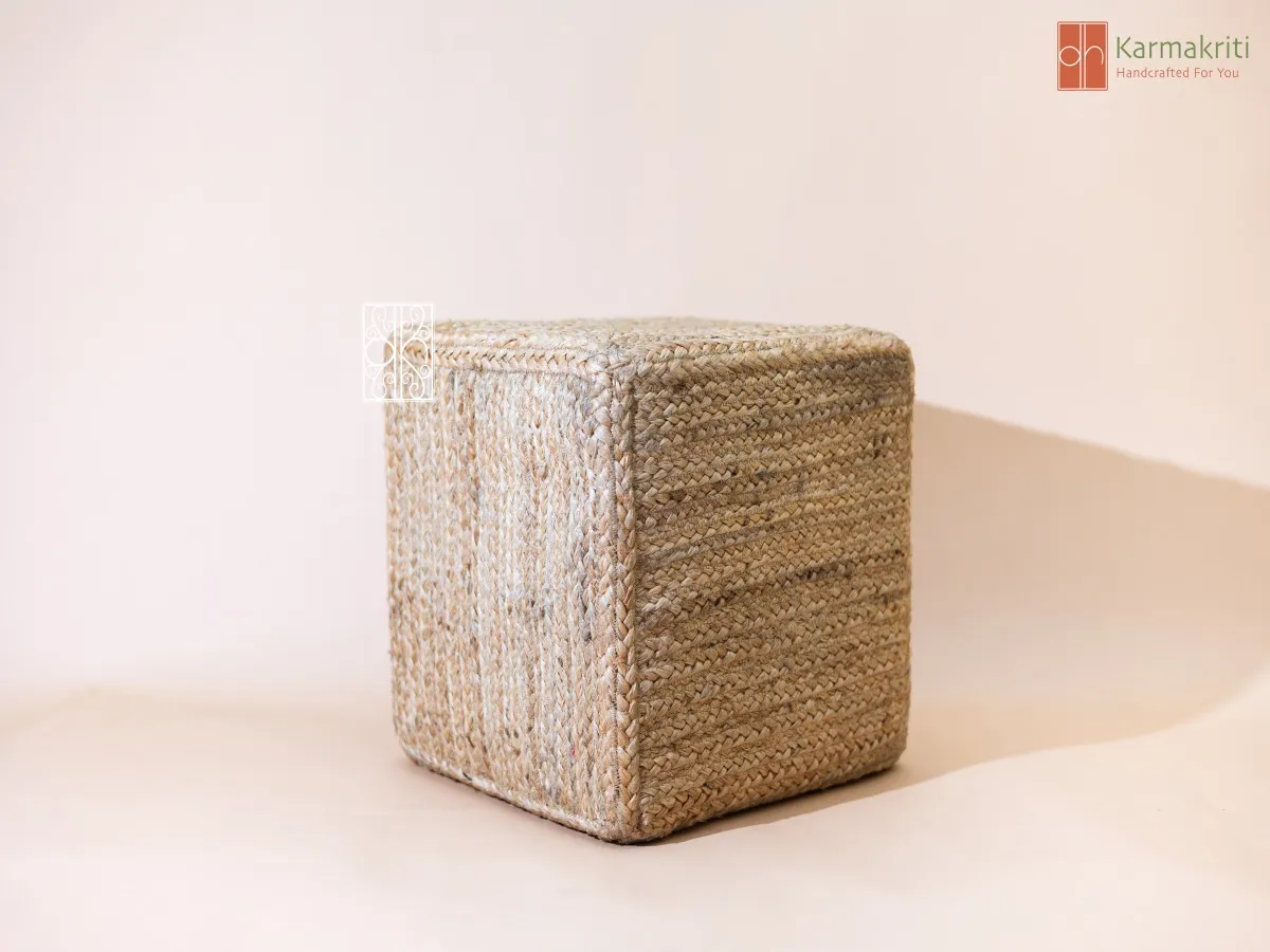 Hue Square Jute Pouf