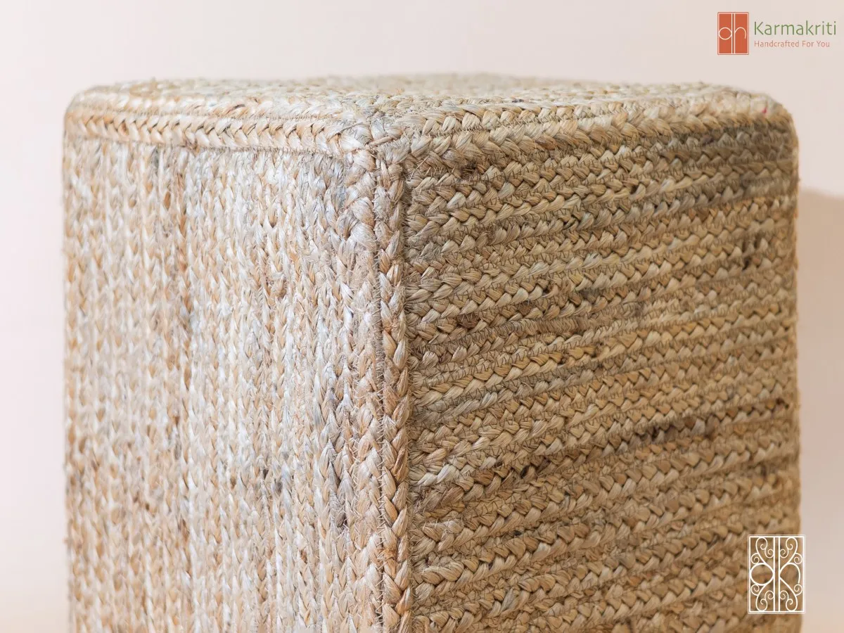 Hue Square Jute Pouf