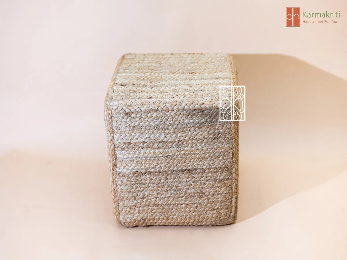 Hue Square Jute Pouf