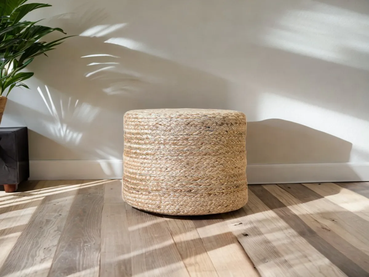 Jute Round Pouf